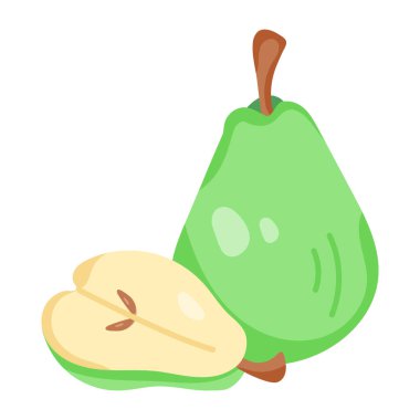 Taze armut ikonu. Beyaz arkaplanda izole edilmiş vektör illüstrasyonu