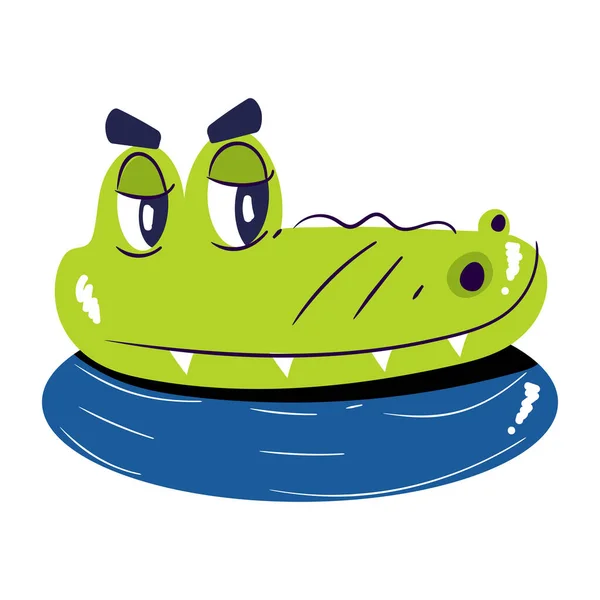Cute Crocodile Green Eyes — Stock Vector