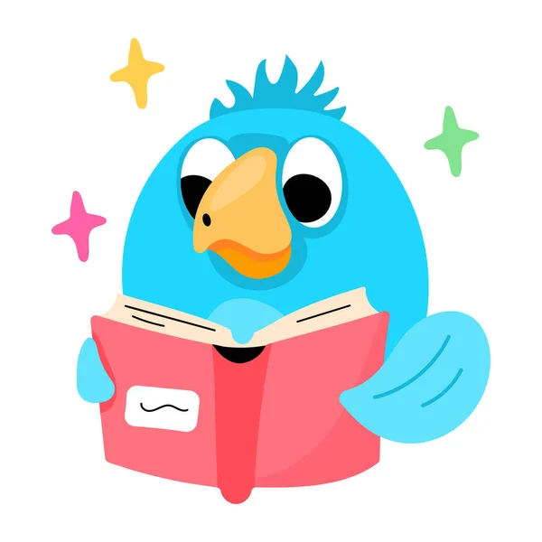 Carácter Pájaro Con Diseño Ilustración Bookvector Abierto — Vector de stock