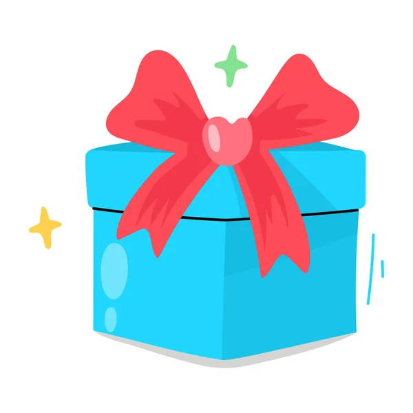 Boîte Cadeau Avec Ruban Papillon Icône — Image vectorielle