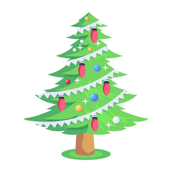 Karácsonyfa Elszigetelt Fehér Háttér Vektor Illusztráció — Stock Vector