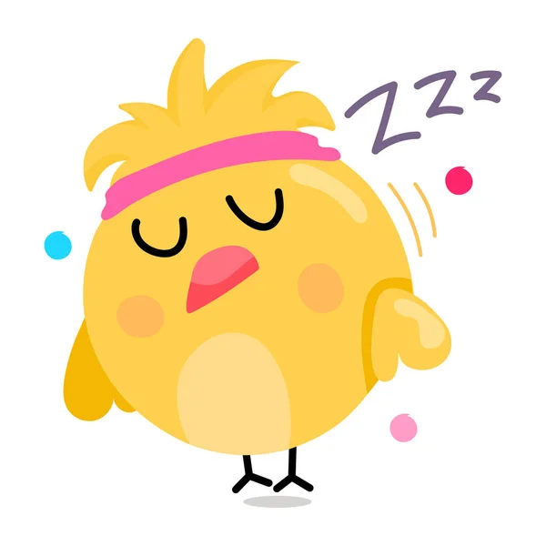 Lucu Kartun Ilustrasi Ayam Tidur Latar Belakang Putih - Stok Vektor