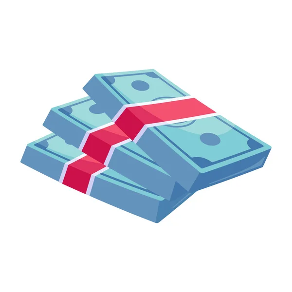 Money Cash Icon Isometric Stack Banknotes — Stock Vector