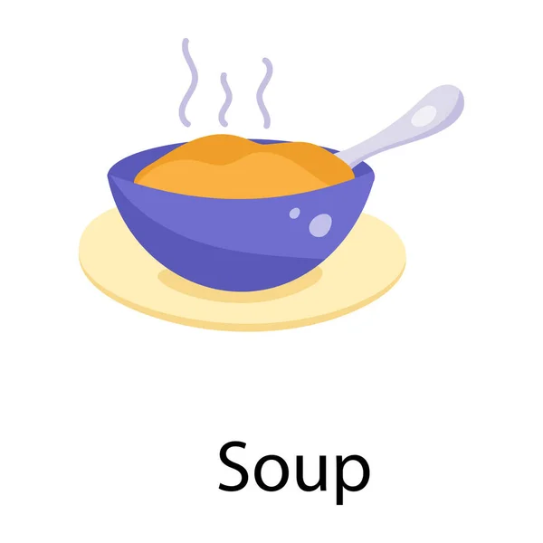 Pan Soup Spoon Food Solid Glyph Icon Vector Illustration - Stok Vektor