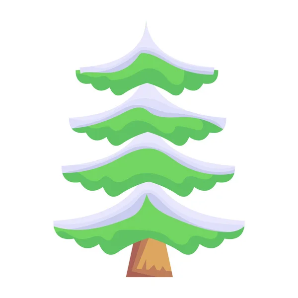 Vector Illustration Christmas Tree Snow — Stock Vector