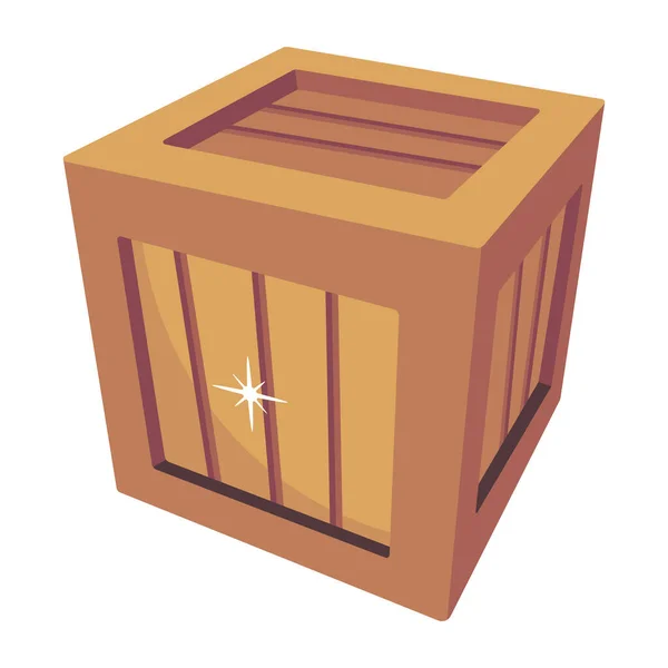 Ilustracja Odizolowanego Drewnianego Pudełka — Wektor stockowy