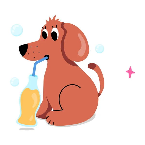 Cute Funny Dog Bottle Vector Illustration — Stock Vector