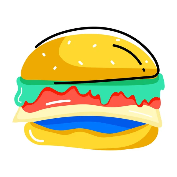 Een Hamburger Icoon Vectorillustratie — Stockvector
