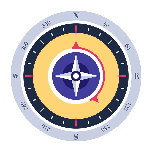 Ikona Kompasu Płaska Konstrukcja Ilustracja Wektora — Wektor stockowy