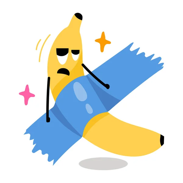 Dessin Animé Fruit Banane Icône Plate Design — Image vectorielle
