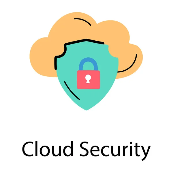 stock vector cloud security flat vector icon