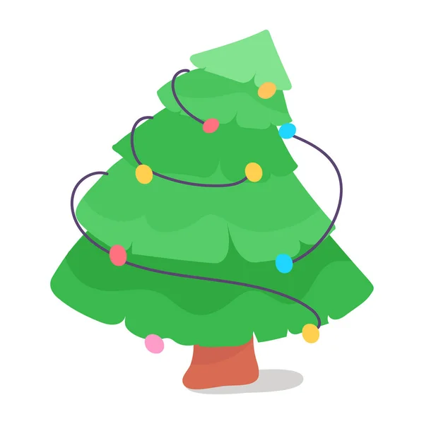 Weihnachtsbaum Mit Bunten Kugeln Vektorillustration — Stockvektor