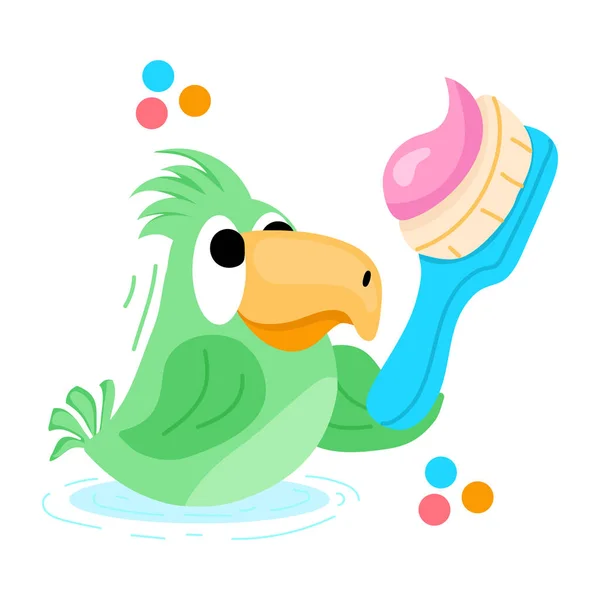 Bonito Pássaro Dos Desenhos Animados Com Uma Escova Dentes Fundo — Vetor de Stock