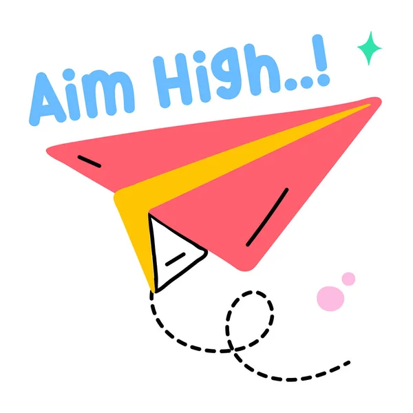 Paper Airplane Logo Colorful Text Aim High — Stock Vector
