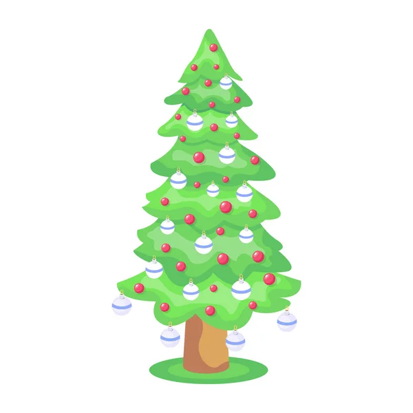 Karácsonyi Zöldfa Izolált Fehér Alapon — Stock Vector