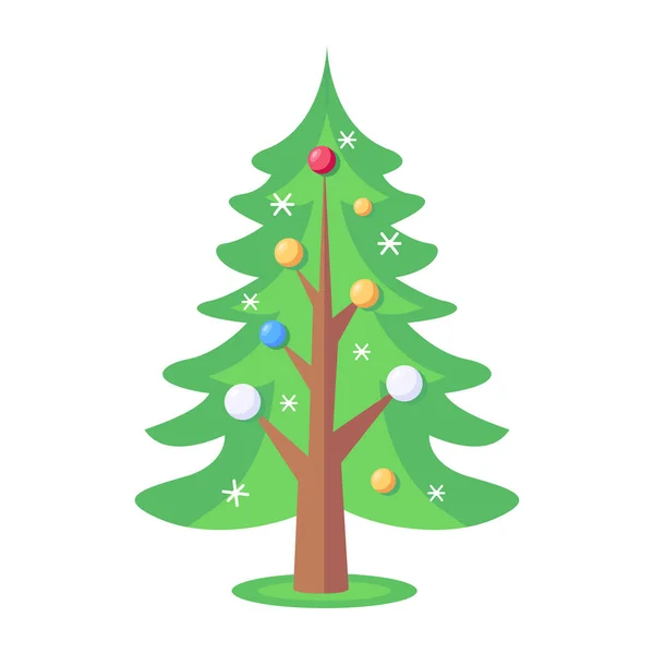 Dekore Edilmiş Noel Ağacı Vektör Çizimi Tasarımı — Stok Vektör