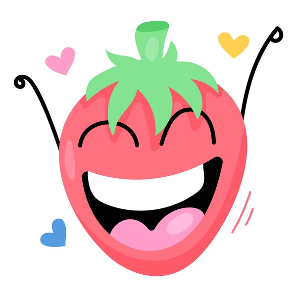 Süße Rote Erdbeere Mit Glücklichem Gesicht — Stockvektor