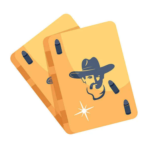 Spelkort Med Cowboy Hatt Och Kulor — Stock vektor