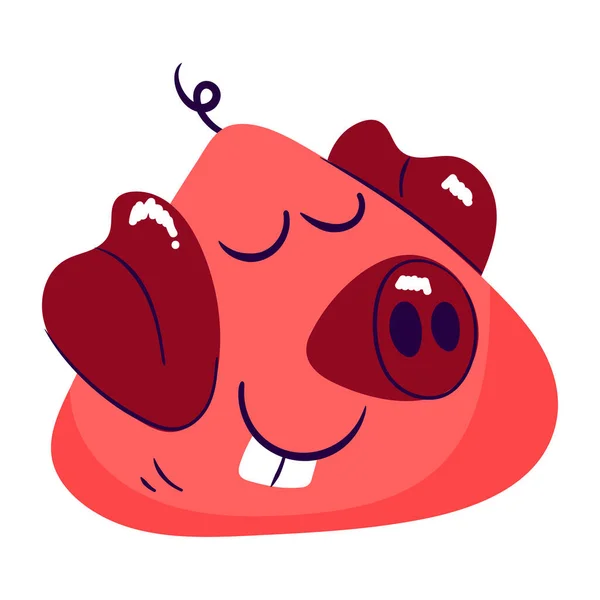 猪脸上可爱的漫画插图 — 图库矢量图片