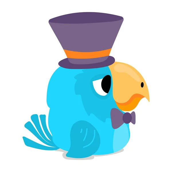 Oiseau Bleu Mignon Avec Chapeau — Image vectorielle