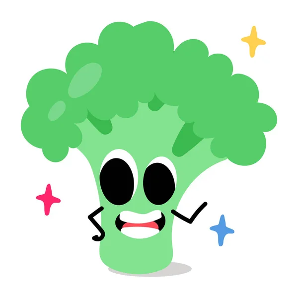 Vektorillustration Eines Niedlichen Cartoon Brokkoli — Stockvektor
