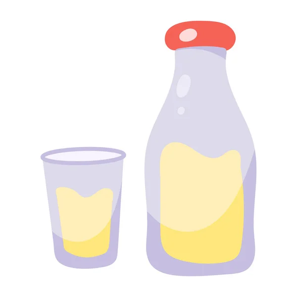 Пляшка Молока Склянкою Простий Дизайн — стоковий вектор