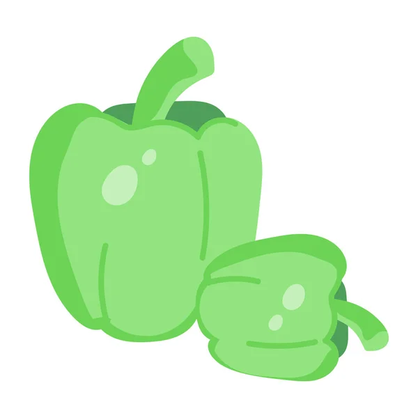 Πράσινες Πιπεριές Απομονωμένες Λευκό Φόντο Εικονογράφηση Διανύσματος — Διανυσματικό Αρχείο