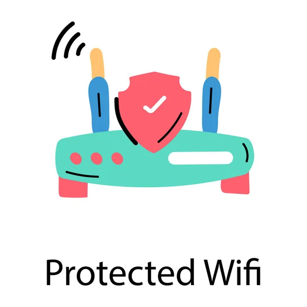 Protected Wifi Simple Illustration — Stock Vector
