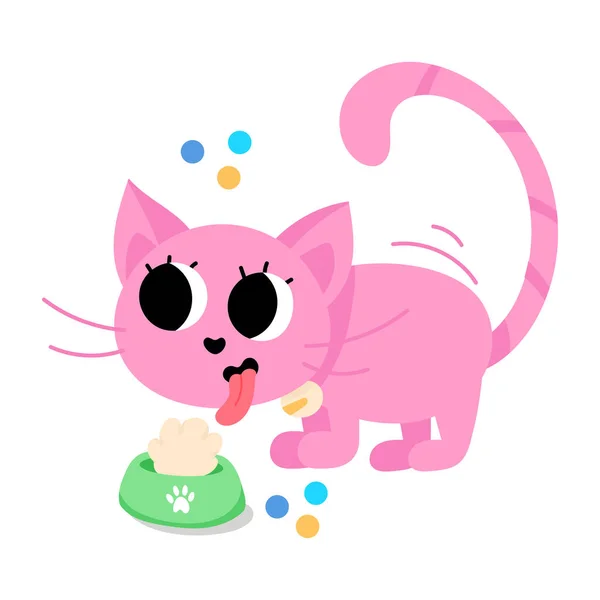 Χαριτωμένο Γάτα Μπολ Των Τροφίμων Διανυσματική Απεικόνιση — Διανυσματικό Αρχείο