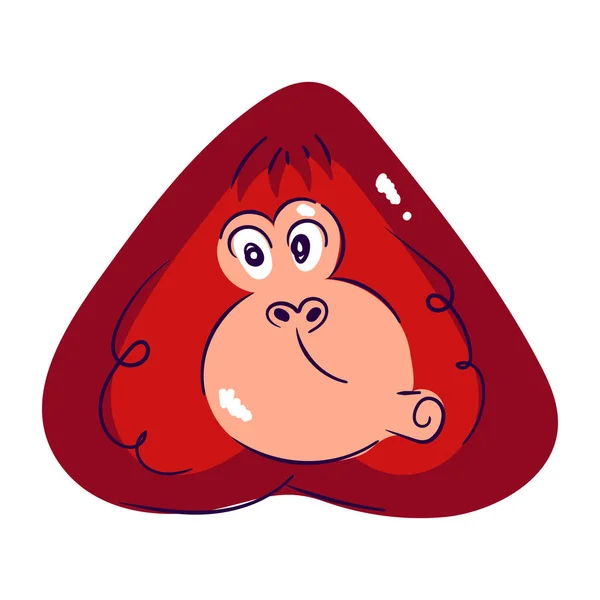 Mignon Singe Rouge Dessin Animé Personnage Vectoriel Illustration — Image vectorielle