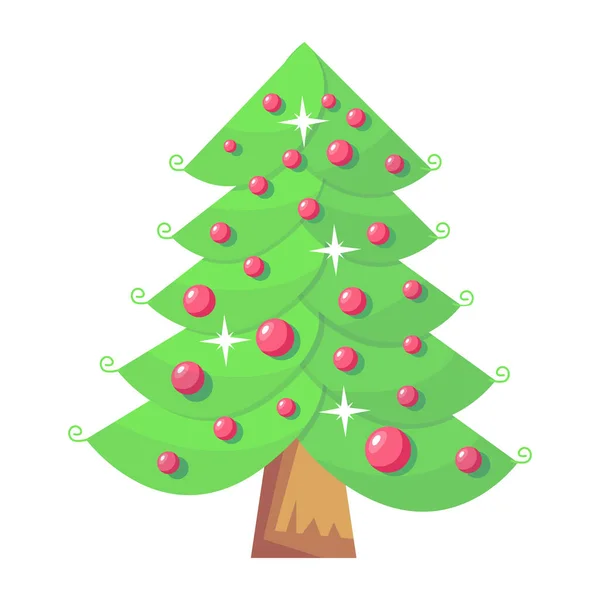 Vánoční Strom Kuličkami Vektorové Ilustrace Design — Stockový vektor
