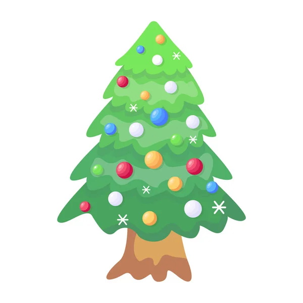 Albero Natale Con Palline Colorate Disegno Illustrazione Vettoriale — Vettoriale Stock