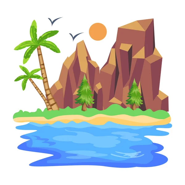 Landscape Mountains Sea Vector Illustration Graphic Design — Stock Vector