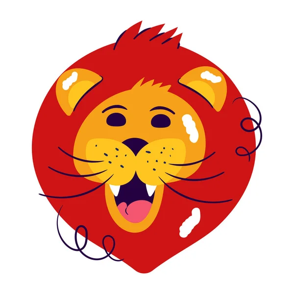 Portrait Visage Chat Tête Lion Conception Mascotte — Image vectorielle