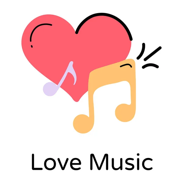 Heart Note Text Love Music Vector Illustration — Stock Vector