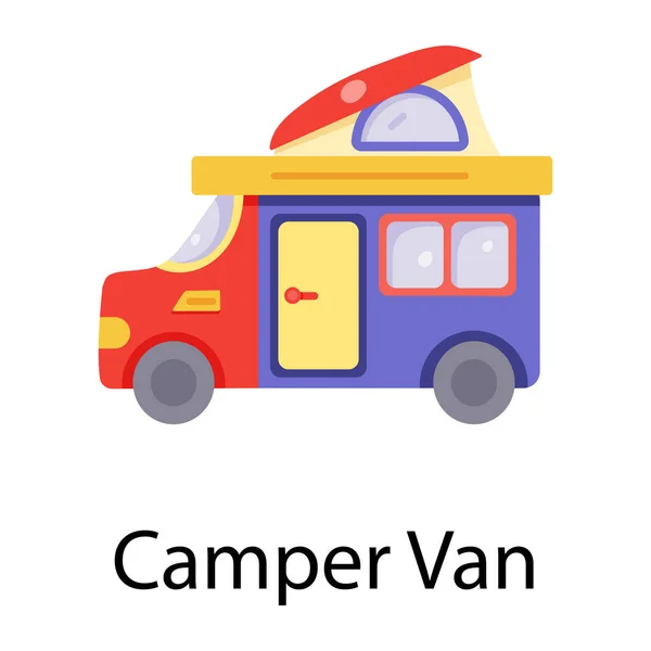 Camper Van Icono Web Diseño Simple — Vector de stock