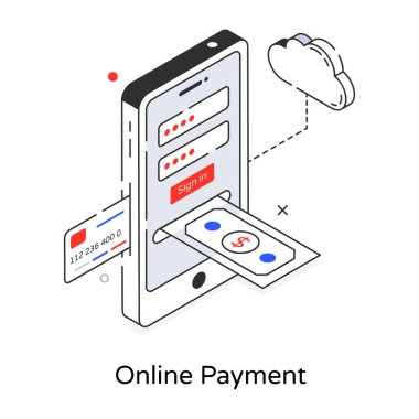 çevrimiçi ödeme, beyaz arkaplanda vektör illüstrasyonu 