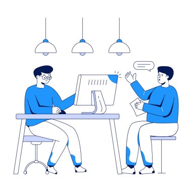 Ofiste çalışan iş adamlarının vektör illüstrasyonu