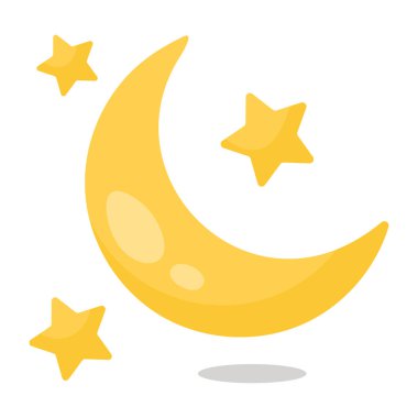 Yıldızlı ay. Web simgesi basit illüstrasyon 