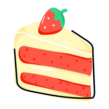 Çizgi film çilekli kekinin vektör çizimi