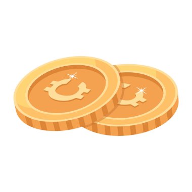 Kripto sikkeler para simgesi. Sikkelerin izometrik vektör çizimi.