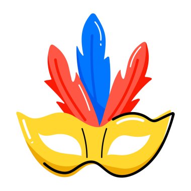 Karnaval maskesi simgesi beyaz arka plan üzerinde