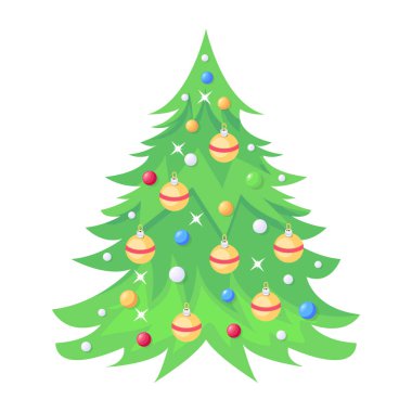 Taşaklı Noel ağacı. vektör illüstrasyonu