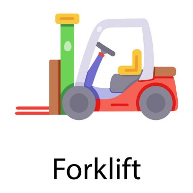 Forklift kamyon düz simgesi, vektör