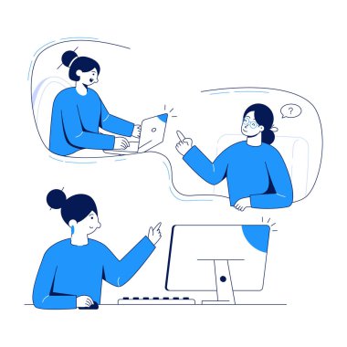 Ofiste çalışan iş adamlarının vektör illüstrasyonu.