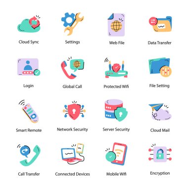 Akıllı telefon için simge ayarlandı, beyaz arkaplanda vektör illüstrasyonu 