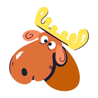 vector illustration of a cute cartoon funny deer 