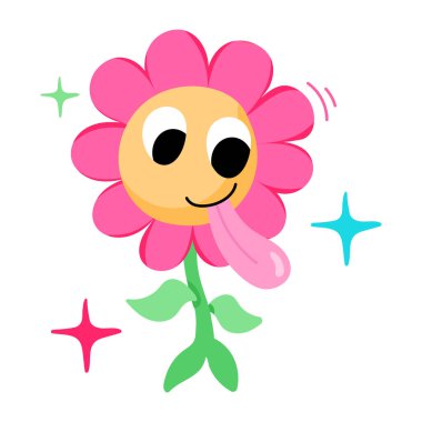 Şirin pembe çiçek illüstrasyon vektörü