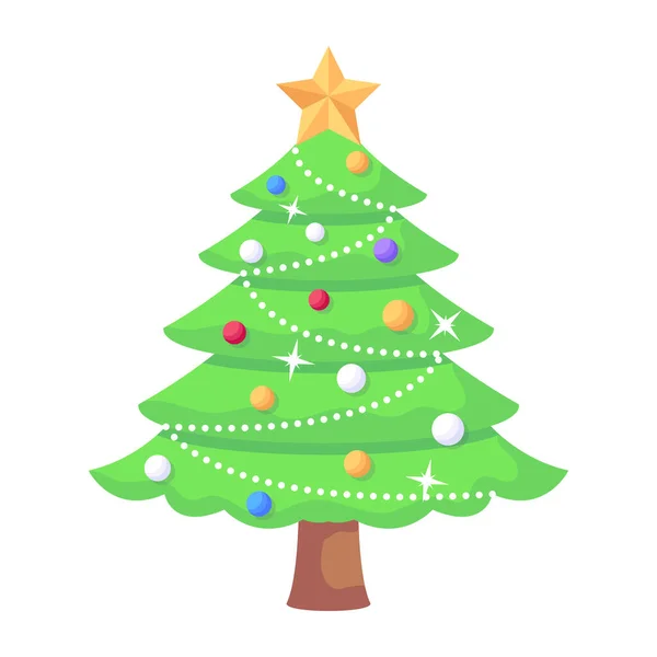 Neşeli Noel Ağacı Simge Vektör Çizim Tasarım — Stok Vektör