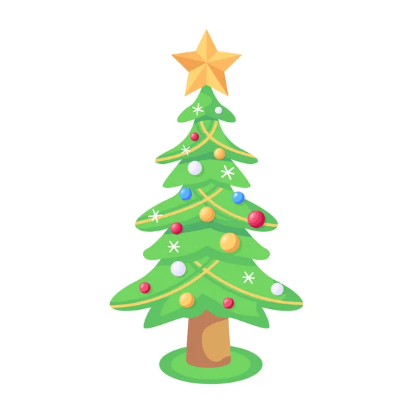 Albero Natale Icona Vettoriale Illustrazione Isolato — Vettoriale Stock